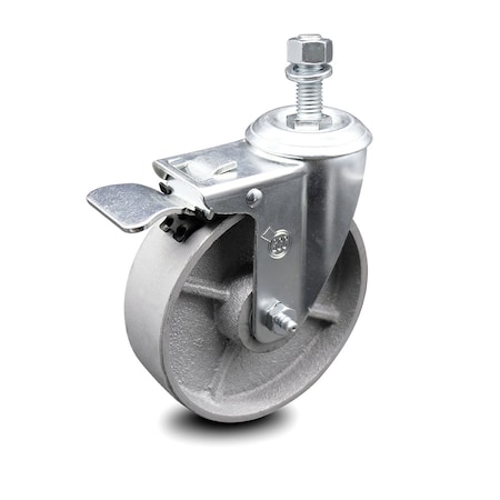 Service Caster 5 Inch Semi Steel Swivel 12mm Stem Caster with Total Lock Brake SCC SCC-TSTTL20S514-SSS-M1215